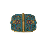 2 Sets Turquoise Enamel Cloisonne Butterfly Hinges Metal Decor Plaque Art GB351S