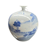Chinese Blue White Handpaint Mountain Tree Scenery Porcelain Vase GB563S