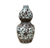 Vintage Gourd Shape Copper Red Underglaze Floral Graphic Porcelain Vase GB590S