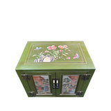 Olive Green Oriental People Graphic End Table Nightstand GB600S
