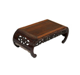 Dark Brown Flower Motif Apron Scroll Leg Low Kang Coffee Table GB612S