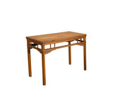Vintage Honey Wood Tone Ming Style Round Legs Console Altar Table GB613S