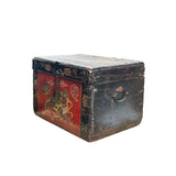 Vintage  Distressed Tibetan Style Foo Dog Lion Storage Chest Box GB614S