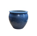 Vintage Mottled Blue Powder Marks Porcelain Round Pot Planter GB616S