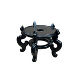 Black Lacquer 5 Curved Legs Round 10.5" Wood Plant Vase Display Stand GB618S