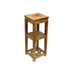 Vintage Patina Square Slim Wood Pedestal Display Stand Side Table GB619AS