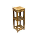 Vintage Patina Square Slim Wood Pedestal Display Stand Side Table GB619BS