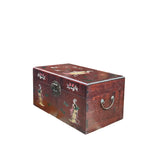 Oriental Mother of Pearl Graphic Reddish Brown Wood Trunk Chest Box GB634S /gb581