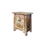 16.25" Distressed Pink Brown 2 Doors End Table Nightstand Chest GB639S /gb586