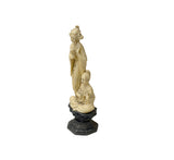Vintage Asian Cow Bone Carved Lady w Gentleman Music Playing Figure Art GB647S