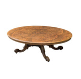 Vintage Estate Burl Walnut Wood Large Oval Low Coffee Table GB648S