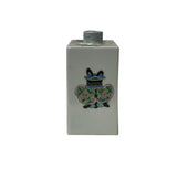 Chinese Flower Ding Vase Graphic Rectangular Porcelain Tea Caddy Jar GB649S