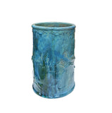 Vintage Distressed Marks Turquoise Green Lotus Fishes Ceramic Holder GB651S