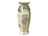 Chinese Scenery Graphic Hexagonal White Porcelain Art Vase GB660S