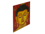 Vintage HandPainted Artistic Buddha Head Wood Plaque Art GB576S