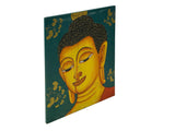 Vintage HandPainted Artistic Buddha Head Wood Plaque Art GB575BS