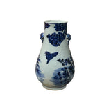 Oriental Floral Phoenix Blue White Porcelain Art Vase GB667S