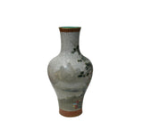 Chinese Gray Crackle 3 Rams Round Porcelain Vase GB670S