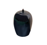 Black Monochrome Minimalistic Ovoid Round Teardop Finial Lid Ceramic Jar GB680S