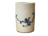 Chinese Distressed White Porcelain Blue Blossom Flower Graphic Holder Vase GB684S