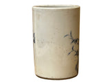 Chinese Distressed White Porcelain Blue Flower Bird Graphic Holder Vase GB686S