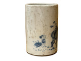 Chinese Distressed White Porcelain Blue Kids Cow Graphic Holder Vase GB687S