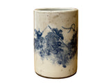 Chinese Distressed White Porcelain Blue Warrior Horse Graphic Holder Vase GB688S