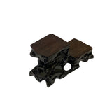 Small Miniature Two Tier Brown Carved Rock Base Look Wood Stand GB694S