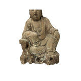 Vintage Rustic Wood Finish Sitting Bodhisattva Buddha Statue GB712S