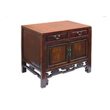 Vintage Chinese Carving Brown Drawers Side Table Credenza Cabinet GB721S