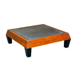 Brown Black Geometric Pattern Square Block Legs Coffee Table GB722S