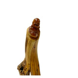 Natural Cypress Wood Root Carved Artistic Happy Buddha Figure GB728S