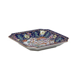 Vintage Deep Blue Flower Birds Square Ceramic Display Tray GB731S