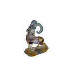 Crystal Glass Ram Standing on Rock Mix Color Art Figure GB733S