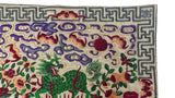 Asian Rectangular Green Kirin Bats Blossom Flower Fabric Display Art GB740S