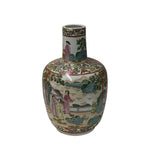 Vintage chinese Famille Rose Palette Narrative Scene Porcelain Art Vase GB744S