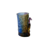 Crystal Glass Horse Theme Oval Brush Pot Vase Shape Mix Color Art Figure GB752S