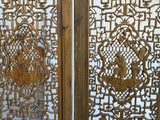 Vintage Finish Openwork Figural 4 Panels Wood Floor Screen Room Divider GB764S