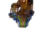 Golden Orange 3 Rams Crystal Glass Fengshui Display Art Figure GB768S