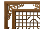 58" Chinese Rectangular Flower Birds Geometric Wood Wall Panel GB769S