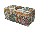 Vintage Chinese Famiile Rose Enamel Graphic Rectangular Porcelain Box GB775S