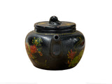 Oriental Zisha Clay Black Glaze Foo Dogs Lions Graphic Display Art Teapot GB779S
