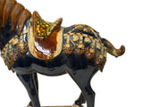 Oriental Ceramic Sancai Blue Brown Beige Fengshui Artistic Figure GB787S