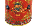 Oriental Tibetan Style Red Auspicious Flower Motifs Drum Table GB810S