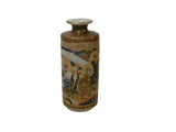 4.75"Asian Satsuma Style Cylindrical Figures Painted Porcelain Art Vase GB813S