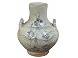 Vintage Fade Gray White Pale Blue Floral Graphic Ceramic Vase GB826S