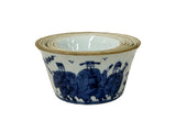 Vintage Set of 6 Small Blue White Figural Graphic Porcelain Bowls GB829S