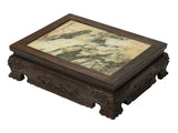 Rectangular Dream Stone Inlaid Rosewood Foo Dog Lions Motif Display Stand GB837S