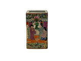 Vintage Chinese Square Floral Bird Figural Graphic Porcelain Holder GB842S