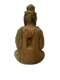 9" Chinese Meditation Cross Legs Bottle Sitting Bodhisattva Wood Statue GB843S